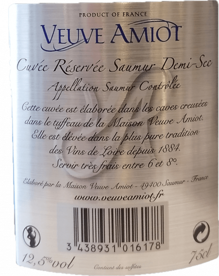 Cuv E R Serv E Sec Blanc Fines Bulles Veuve Amiot Saumur